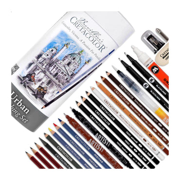 Cretacolor Urban Sketching Set 24 Pcs  In Oval Tin Box The Stationers